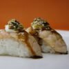 Aburi Sushi (Torched Salmon and Scallop Nigiri)