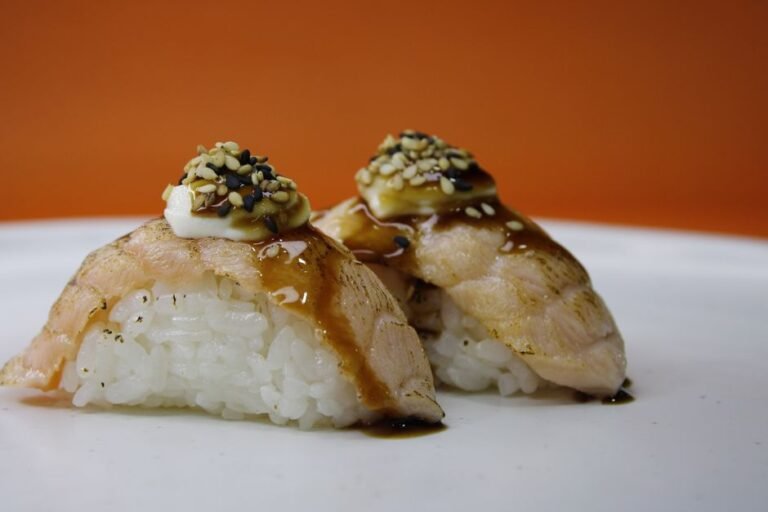 Aburi Sushi (Torched Salmon and Scallop Nigiri)