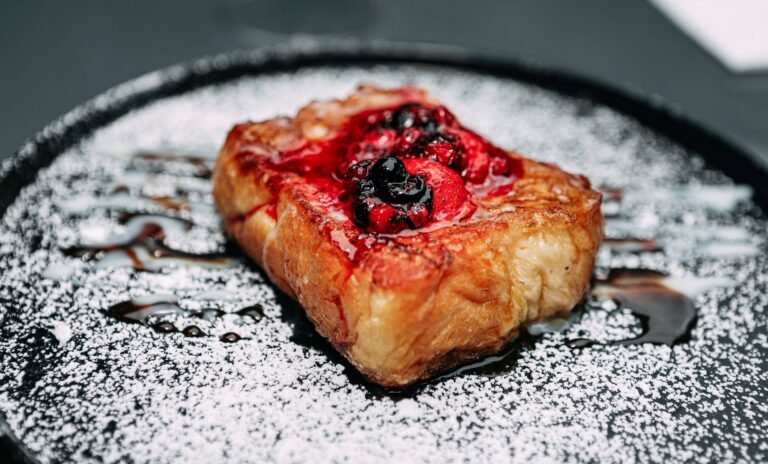 Bourbon-Soaked Raspberry Mascarpone Stuffed French Toast with Vanilla Bean Syrup