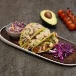 California Fish Tacos with Lime Crema and Cilantro Slaw