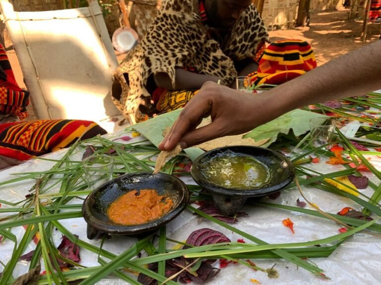 Cameroonian Pounded Cocoyam Wrapped in Leaves with Pepper Sauce