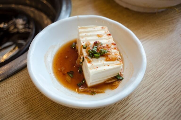 Chilled Silken Tofu with Soy-Ginger Sauce