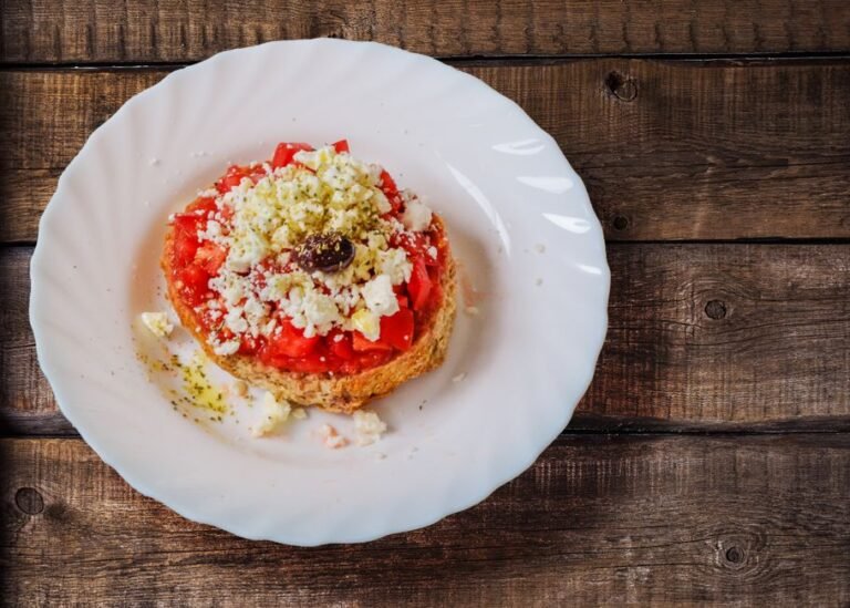 Cretan Barley Rusk Salad with Tomato and Feta (Dakos)