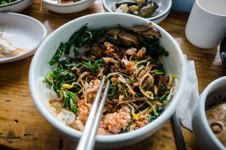 Gochujang-Glazed Short Rib Bibimbap with Crispy Rice and Sesame-Scallion Sauce