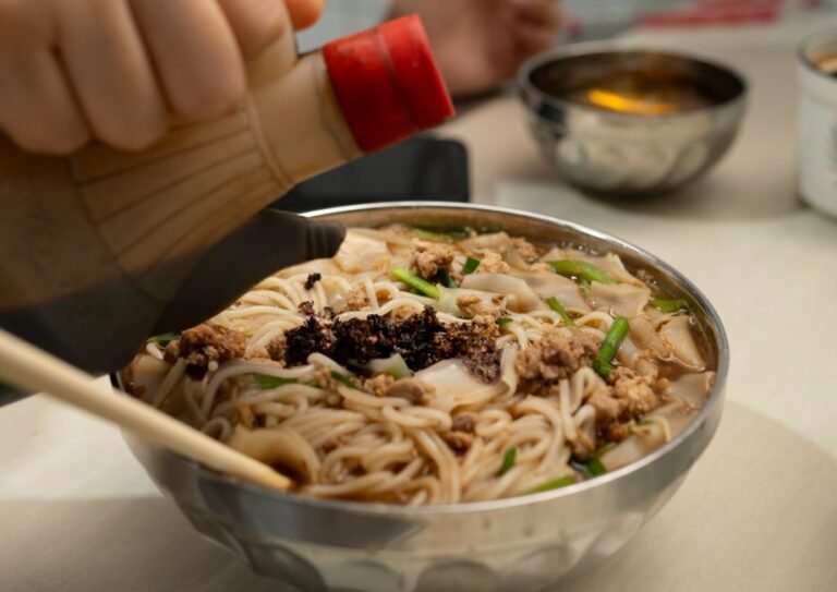 Hand-Pulled Biangbiang Noodles with Chili Oil and Greens