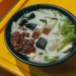 Japanese Agar Jelly Dessert with Sweet Red Beans and Fruit