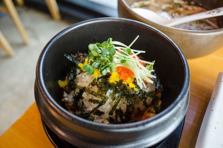 Korean Gochujang-Glazed Salmon with Sesame Spinach and Crispy Rice