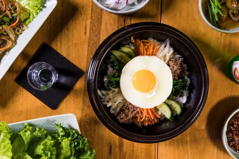 Korean Sizzling Stone Bowl Rice with Beef and Vegetables