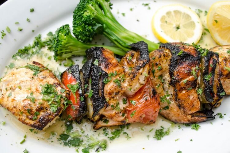 Lebanese Garlic Yogurt Chicken Skewers