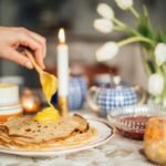 Lebanese Sweet Cheese-Filled Pancakes with Orange Blossom Syrup