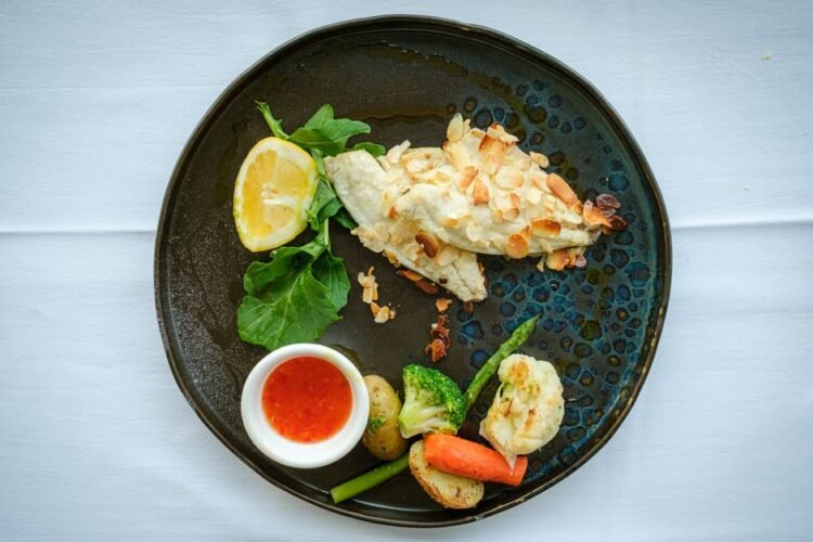 Lemon Myrtle Crusted Barramundi with Macadamia Crunch