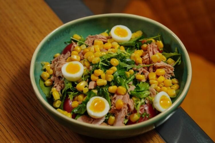 Mechouia Grilled Salad with Charred Peppers, Tuna, and Egg
