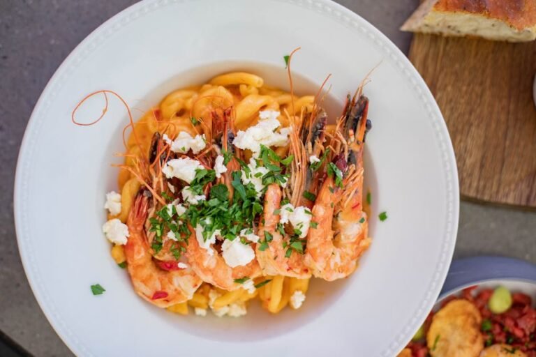 Mediterranean Shrimp and Pearl Couscous Bowl with Whipped Feta and Charred Lemon