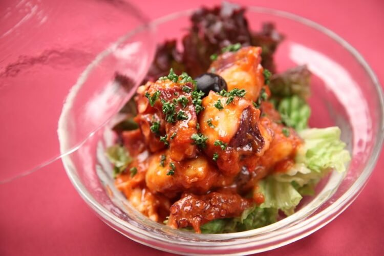 Peruvian Octopus in Black Olive Cream Sauce