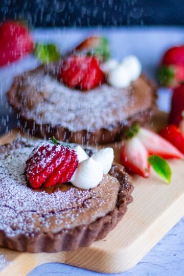 Salted Dark Chocolate Tahini Tart with Sesame Crust