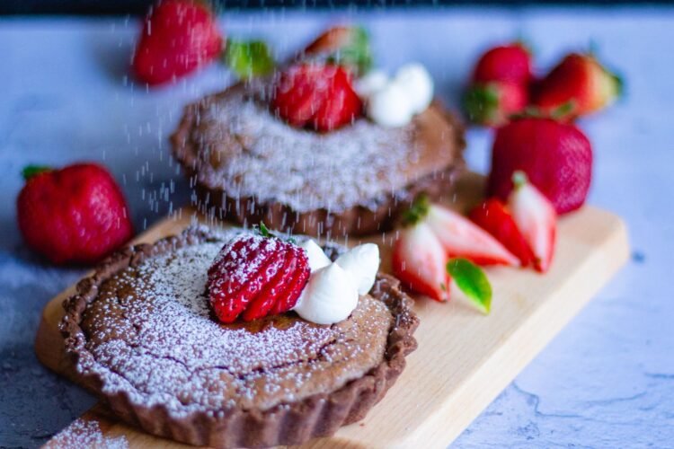 Salted Dark Chocolate Tahini Tart with Sesame Crust