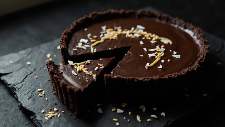 Salted Dark Chocolate Tahini Tart with Sesame Crust