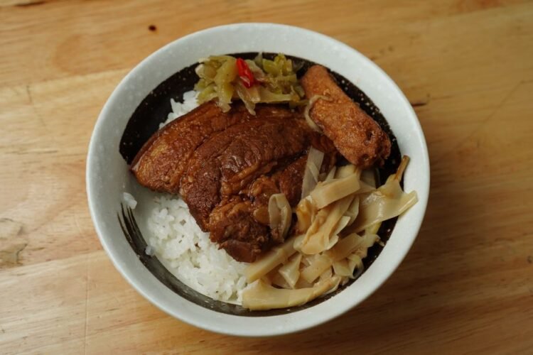 Shoyu-Glazed Pork Belly Bowl with Crispy Shallots and Soft Egg