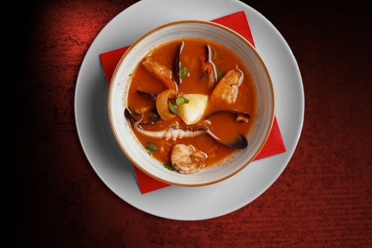 Spanish Seafood Stew with Saffron, Clams and Chorizo