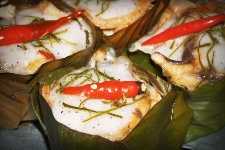 Thai Steamed Fish Curry Mousse in Banana Leaf Cups