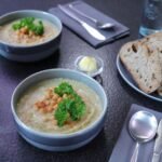 Tunisian Harissa Chickpea Soup with Bread and Soft Egg