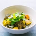 Afghan Herb and Noodle Soup with Spiced Lamb and Garlic-Mint Yogurt