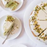 Bahraini Saffron Semolina Cake with Cream and Pistachios