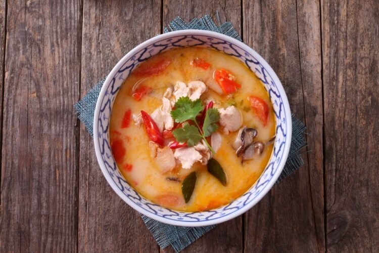 British Mulligatawny Curry Soup with Chicken and Red Lentils