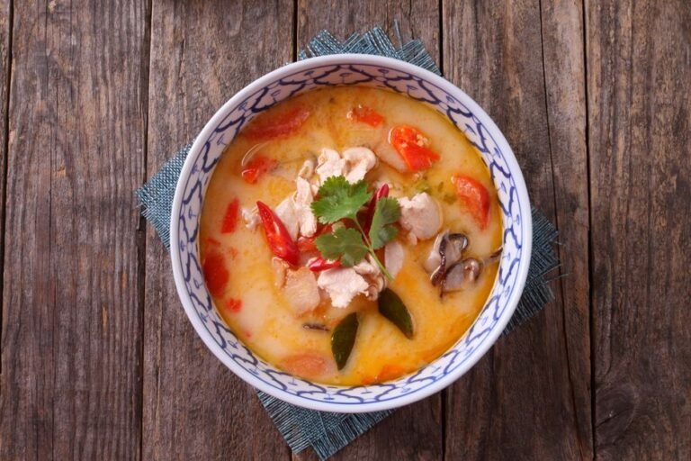 British Mulligatawny Curry Soup with Chicken and Red Lentils