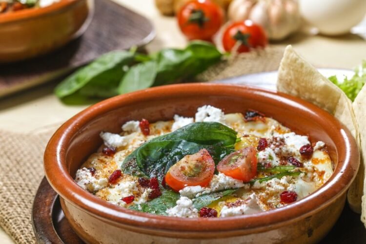 Bulgarian Baked Feta with Tomatoes and Eggs