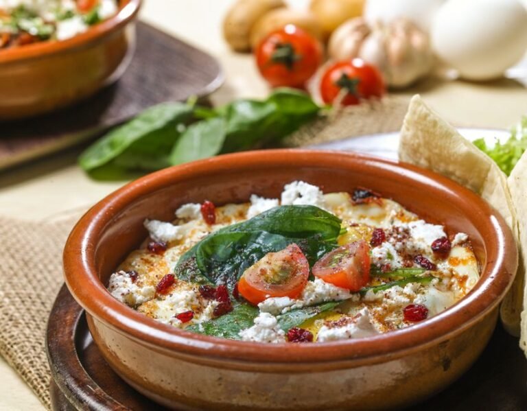 Bulgarian Baked Feta with Tomatoes and Eggs