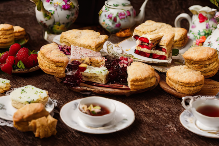 Classic British Scones with Clotted Cream and Jam