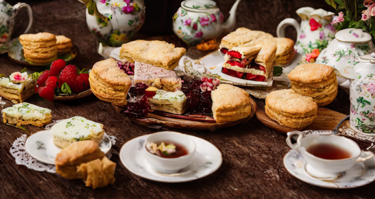 Classic British Scones with Clotted Cream and Jam