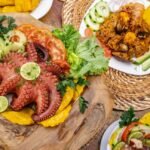 Colombian Bandeja Paisa Platter with Beans, Rice, and Crispy Pork