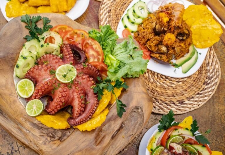 Colombian Bandeja Paisa Platter with Beans, Rice, and Crispy Pork