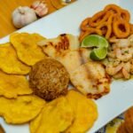 Colombian Coastal Seafood Platter with Coconut Rice