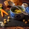 Czech Garlic Soup with Smoked Sausage and Melted Cheese