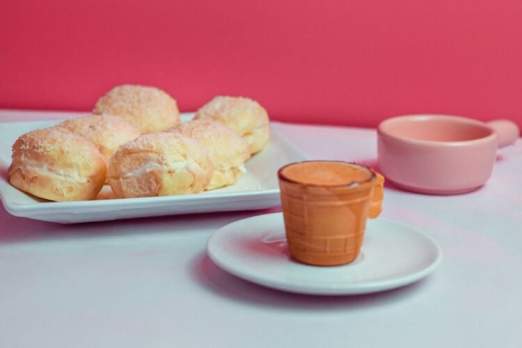 Dutch Pastry Slice with Vanilla Cream and Pink Glaze