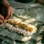 Filipino Coconut Rice Cake Baked in Banana Leaves