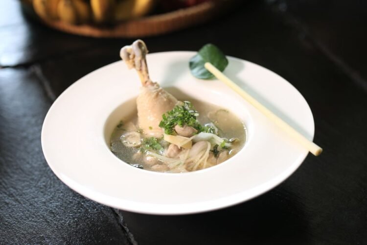 Filipino Ginger Chicken Soup with Green Papaya and Moringa