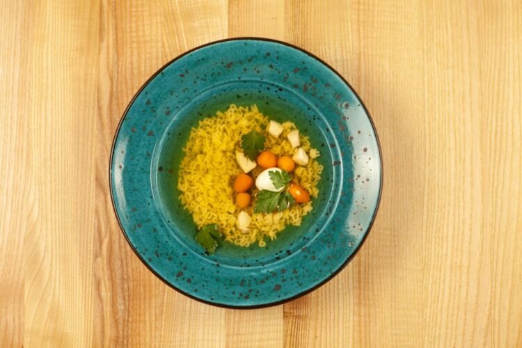 Georgian Chicken Egg Soup with Lemon and Fresh Herbs