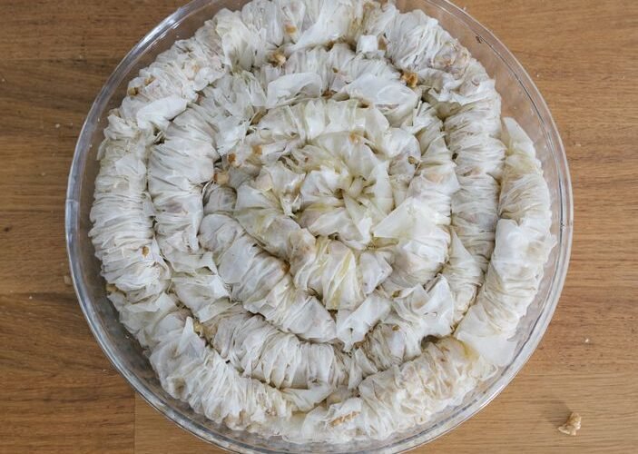 Greek Rolled Baklava with Walnuts and Honey Syrup