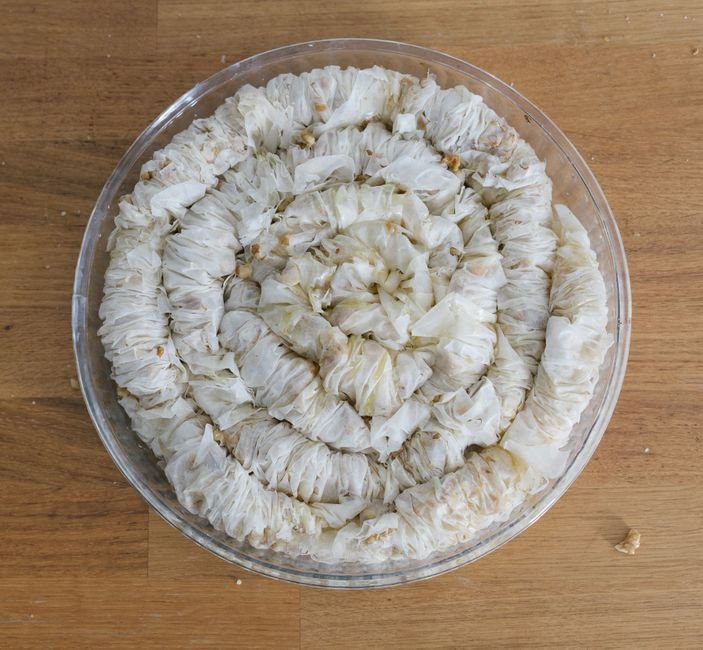 Greek Rolled Baklava with Walnuts and Honey Syrup