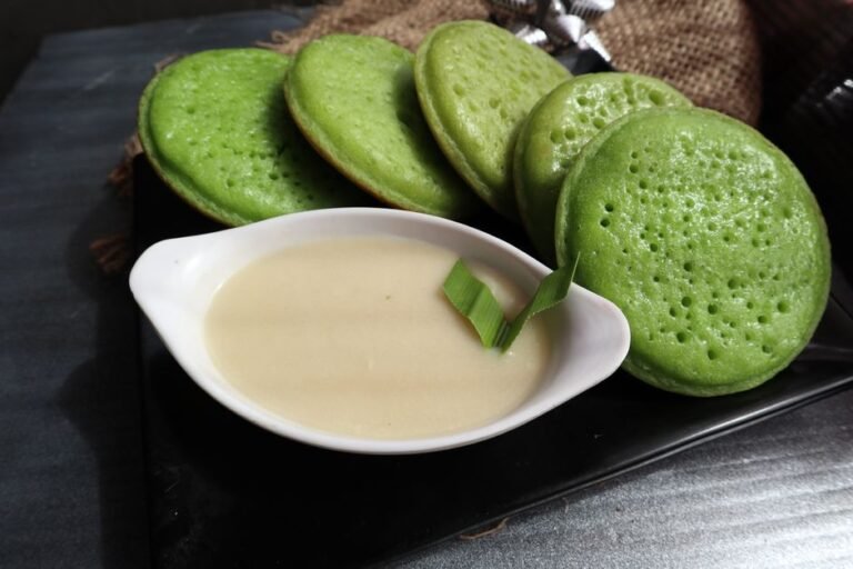 Indonesian Coconut Rice Pancakes with Palm Sugar Syrup