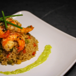 Indonesian Fried Rice with Chicken and Prawns