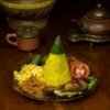 Indonesian Turmeric Coconut Rice Cone with Festive Sides