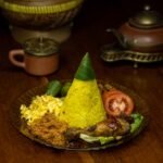 Indonesian Turmeric Coconut Rice Cone with Festive Sides
