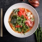 Malaysian Curry Laksa Noodle Soup with Coconut and Prawns