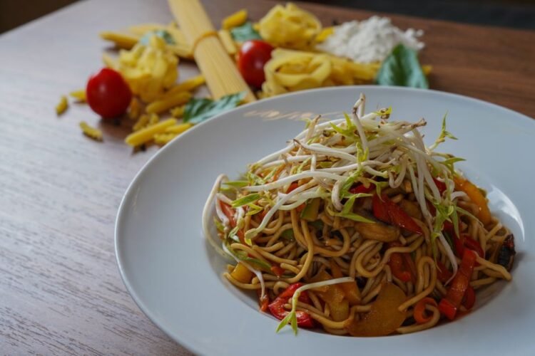 Malaysian Wok-Fried Egg Noodles with Seafood and Pork Belly