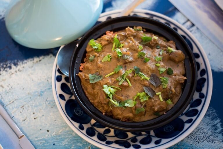 Moroccan Veal Tagine with Honey-Glazed Prunes and Almonds